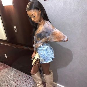 Misguided Tie Dye Mesh Top